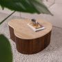 Eleonora Salontafel Mari Organisch Mangohout en Travertin 83 x 72cm Bruin - Thumbnail 1