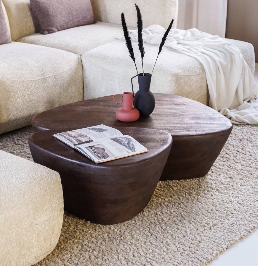 Eleonora Salontafel Mila Set van 2 stuks Organisch Bruin