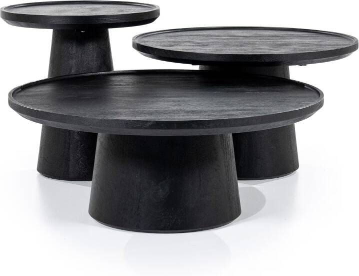 Eleonora Salontafel Ron Set van 3 stuks Zwart Rond