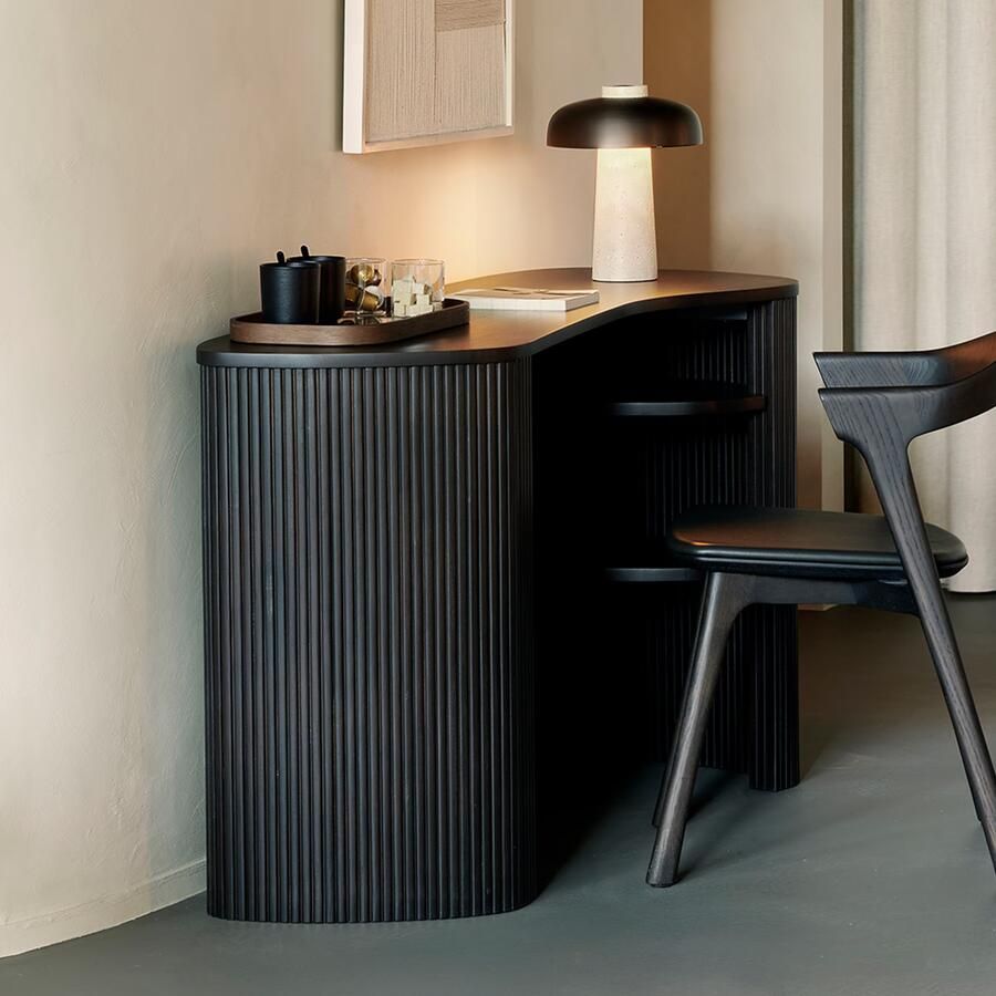 Ethnicraft Organisch Bureau Roller Max Gevernist Mahoniehout 137 x 52cm Donkerbruin