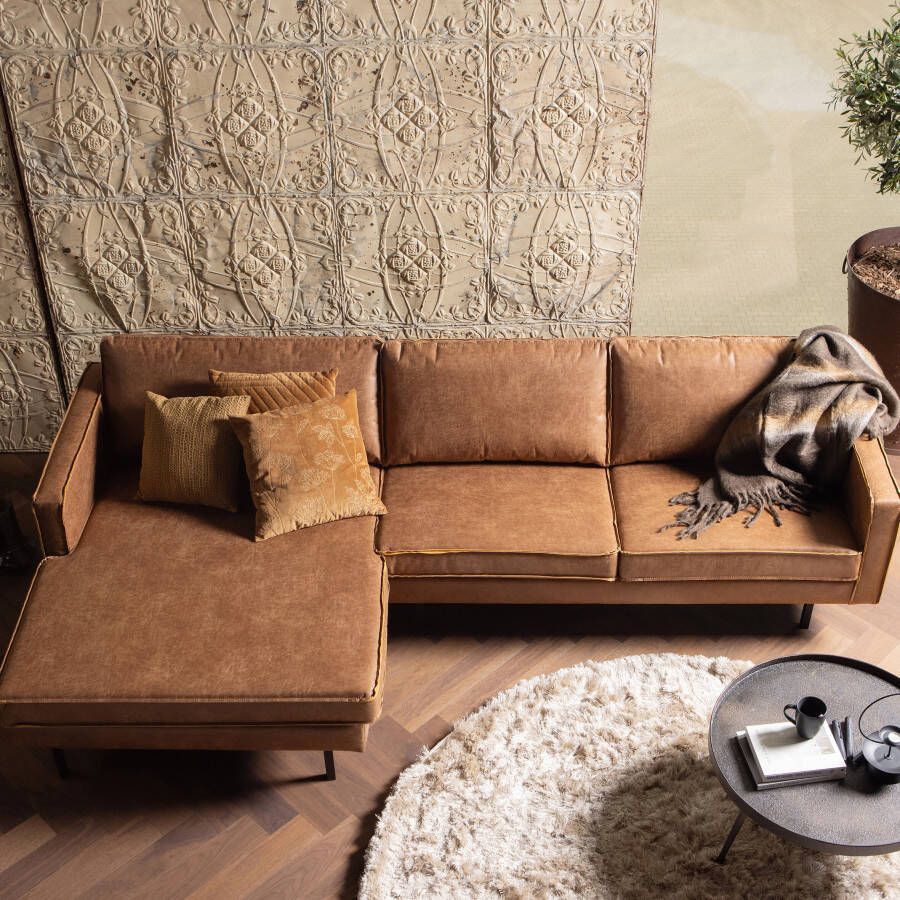 BePureHome Loungebank 'Rodeo' Links Eco Leder kleur Cognac