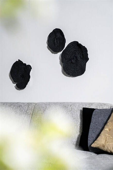 By-Boo Wanddecoratie 'Rifa' Koraal Set van 3 stuks kleur Zwart