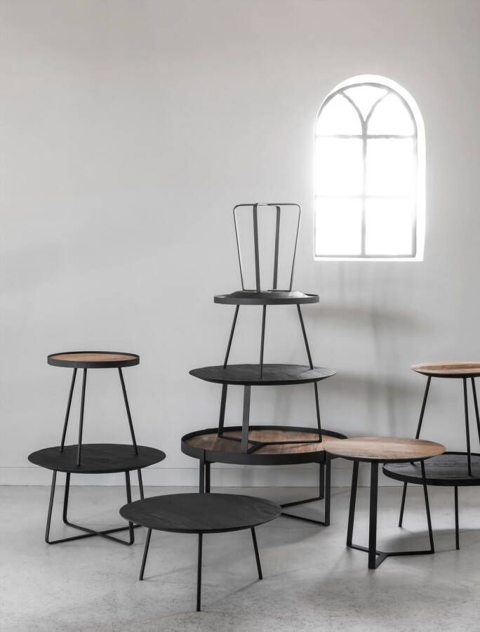 DTP Home Bijzettafel 'Neptunes' Teakhout 40cm kleur Zwart