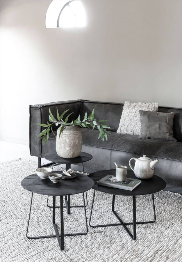 DTP Home Bijzettafel 'Neptunes' Teakhout 40cm kleur Zwart