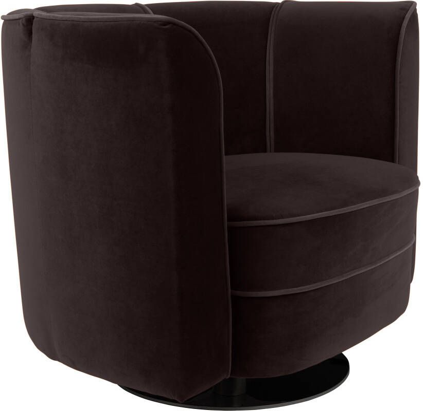 Dutchbone Draaibare Fauteuil 'Flower' kleur Zwart