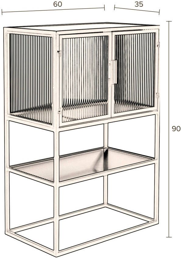 Dutchbone Opbergkast 'Boli' Glas en metaal 90 x 60cm