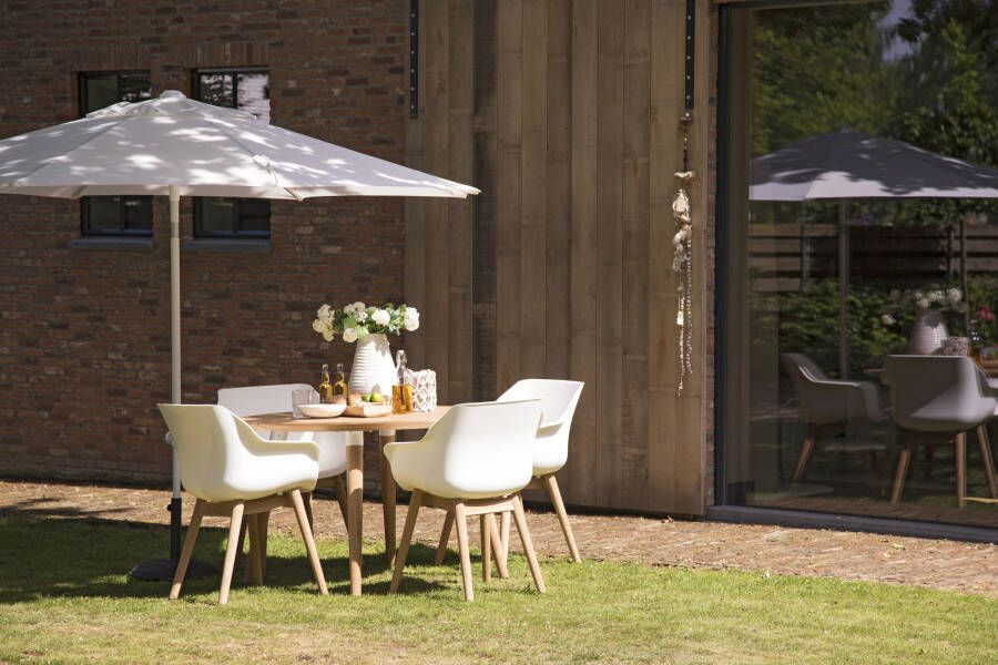 Hartman Tuinstoel 'Sophie Teak' met armleuning kleur Wit