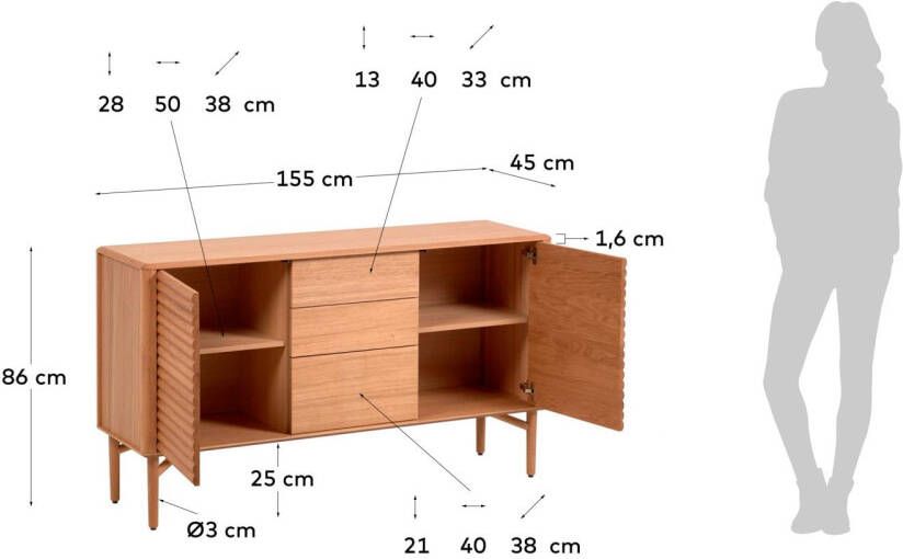 Kave Home Dressoir 'Lenon' Eikenhout 155cm