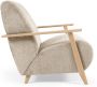 Kave Home Meghan fauteuil in beige chenille en hout met natuurlijke afwerking - Thumbnail 3