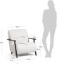 Kave Home Meghan fauteuil wit geschoren effect met massief essenhouten poten met wengé-afwerking - Thumbnail 8