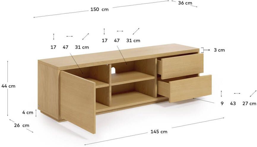 Kave Home TV-meubel 'Abilen' Eiken 150cm kleur Naturel