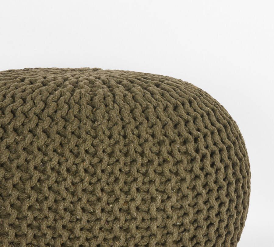 LABEL51 Poef 'Knitted' 50 x 35cm kleur Groen