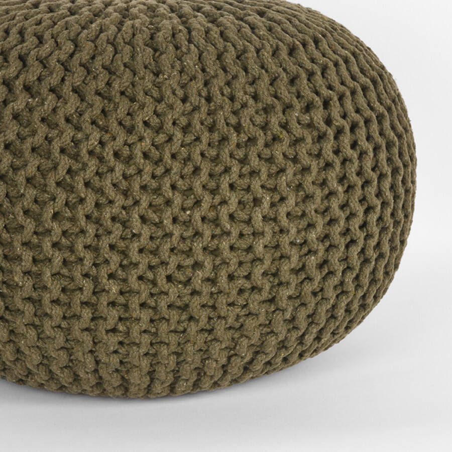 LABEL51 Poef 'Knitted' 50 x 35cm kleur Groen