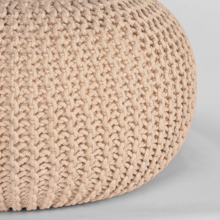 LABEL51 Poef 'Knitted' 50 x 35cm kleur Naturel