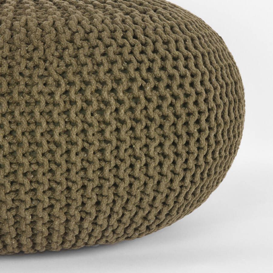 LABEL51 Poef 'Knitted' 70 x 35cm kleur Groen