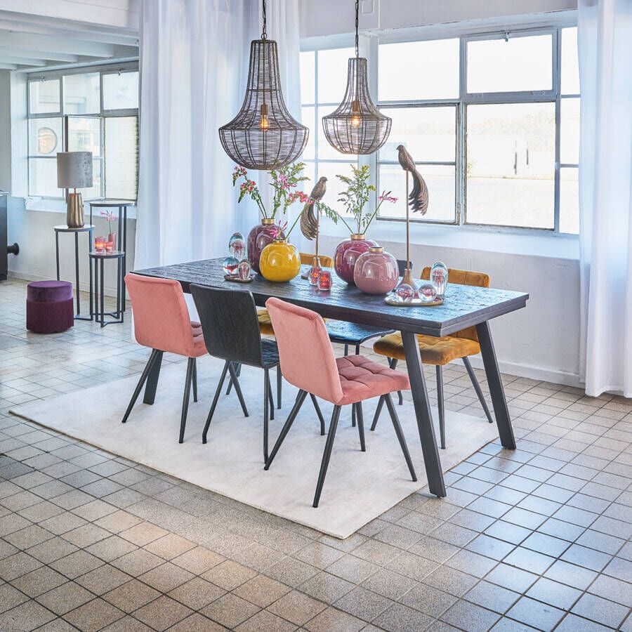 Light & Living Eetkamerstoel 'Olive' velvet oker