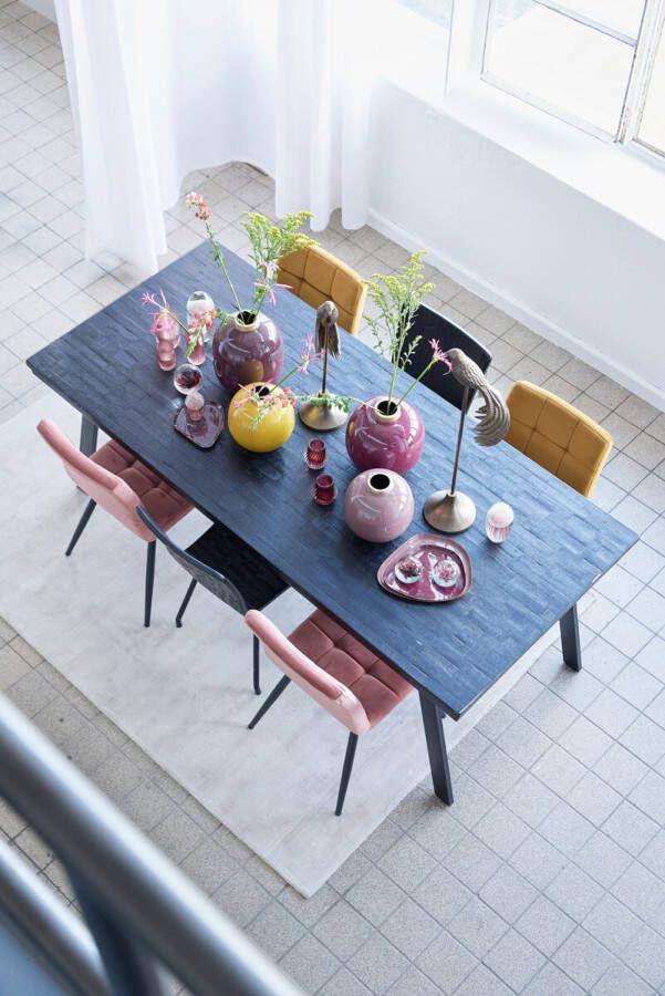 Light & Living Eetkamerstoel 'Olive' velvet oker