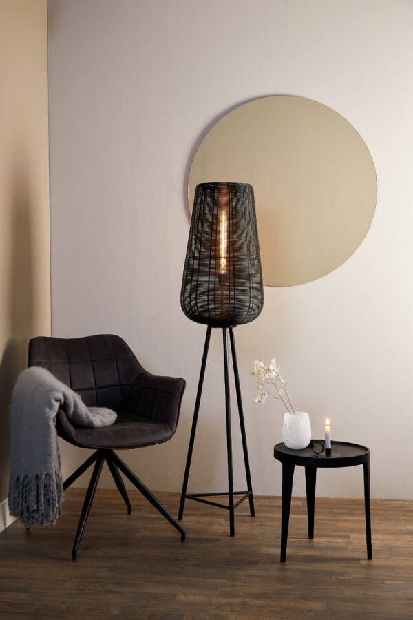 Light & Living Vloerlamp 'Adeta' mat zwart 147cm hoog