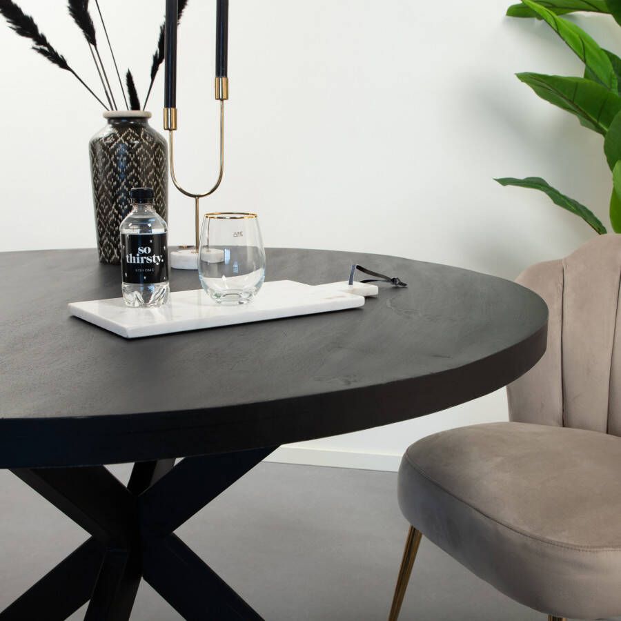 Livingfurn Ronde Eettafel 'Kala' 120cm Mangohout kleur Zwart