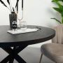 Livingfurn Ronde Zwarte Eetkamertafel Kala Spider Tafelpoten van Mango Hout en Gecoat Staal 130 cm - Thumbnail 4