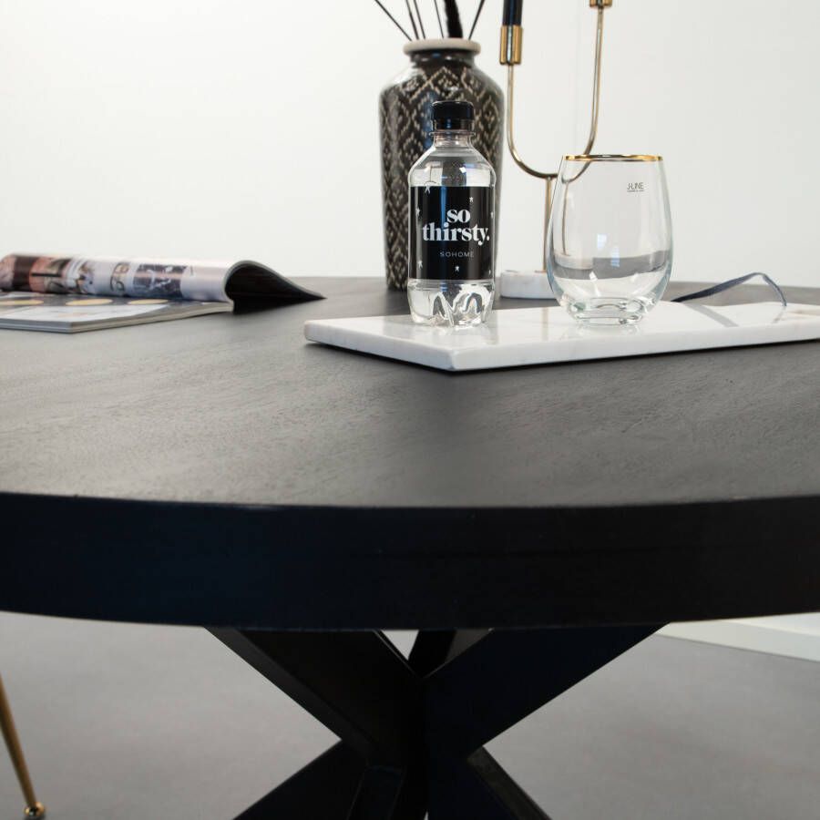 Livingfurn Ronde Eettafel 'Kala' 120cm Mangohout kleur Zwart