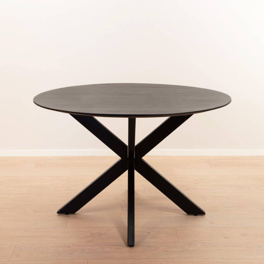 Livingfurn Ronde Eettafel 'Oslo' Black Acaciahout en staal 120cm