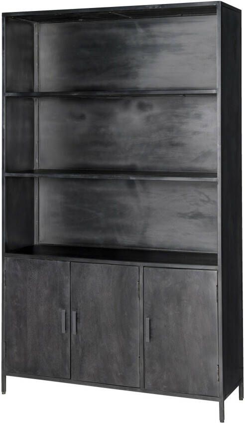 Livingfurn Wandkast 'Kala' Mangohout 200 x 120 cm kleur Zwart