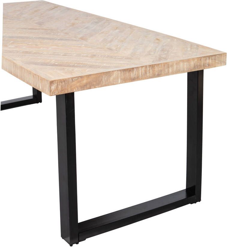 WOOOD Eettafel 'Tablo' Mangohout Visgraat met U-poot 180 x 90cm