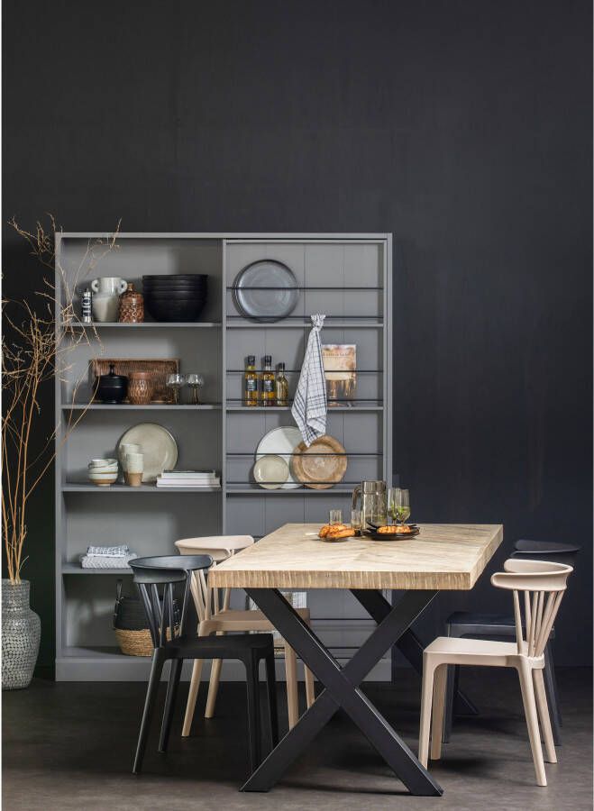 WOOOD Eettafel 'Tablo' Mangohout Visgraat met X-poot 200 x 90cm