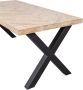 WOOOD Eettafel 'Tablo' Mangohout Visgraat met X-poot 200 x 90cm - Thumbnail 6