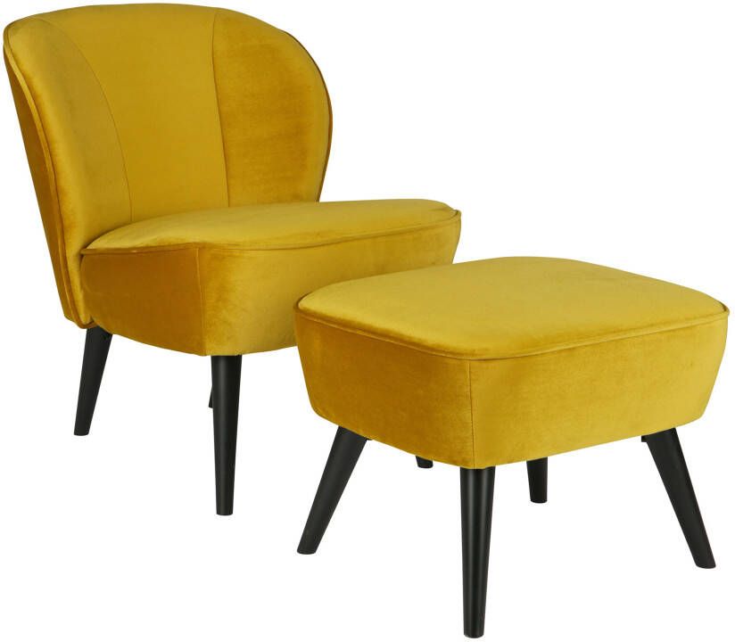 WOOOD Fauteuil 'Sara' Velvet kleur Okergeel