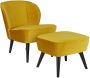 WOOOD Fauteuil 'Sara' Velvet kleur Okergeel - Thumbnail 7