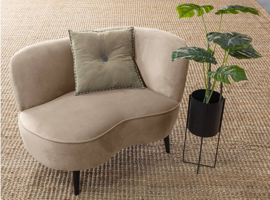 WOOOD Lounge Fauteuil 'Sara' Rechts Velvet kleur Khaki