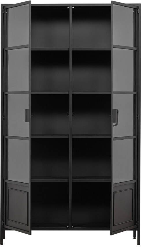 WOOOD Vitrinekast 'Ronja' 189 x 110cm kleur Zwart