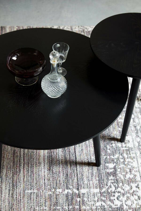 ZILT Ronde Bijzettafel 'Memo' Eikenhout 50cm kleur Zwart