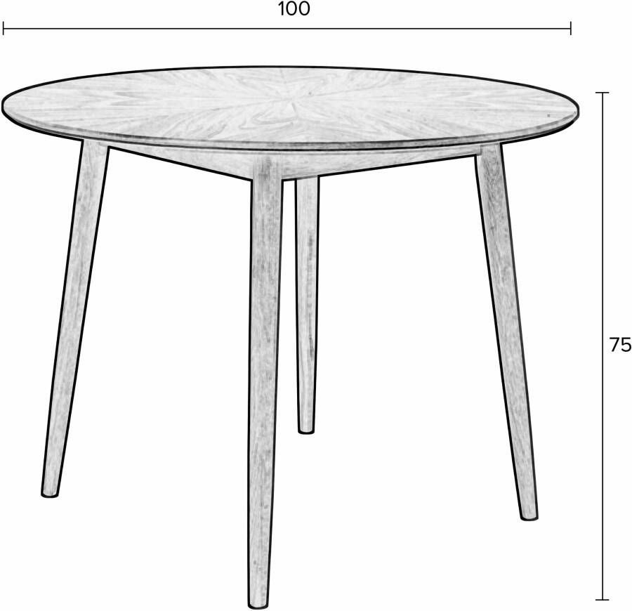 ZILT Ronde Eettafel 'Memo' Eikenhout 100cm kleur Zwart