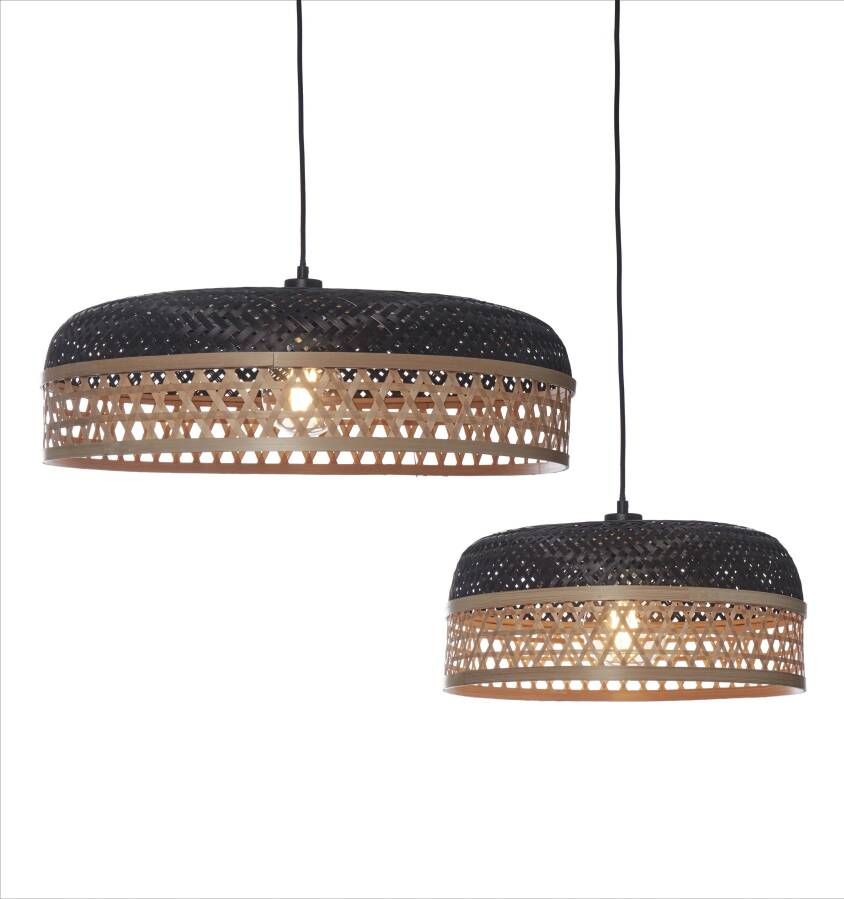 GOOD&MOJO Hanglamp Ubud 2-lamps Bamboe Zwart Naturel