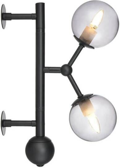 Halo Design Wandlamp 'Atom' kleur Zwart Smoke