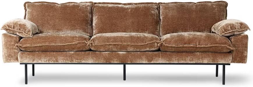 HKLIVING 4-zits Bank Retro 245cm Corduroy Velvet Aged Gold