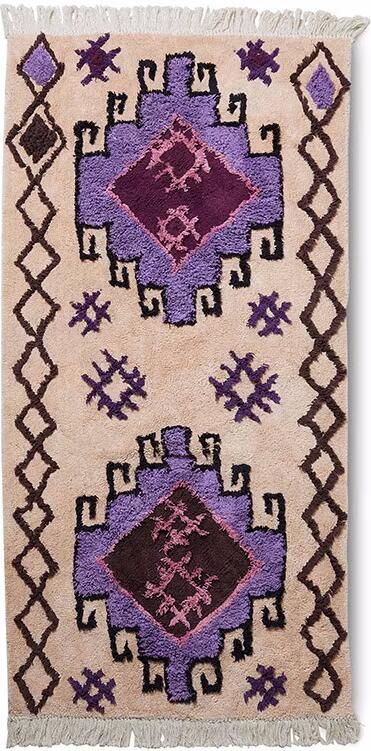 HKLIVING Badmat Bohemian Katoen 90 x 175cm Paars