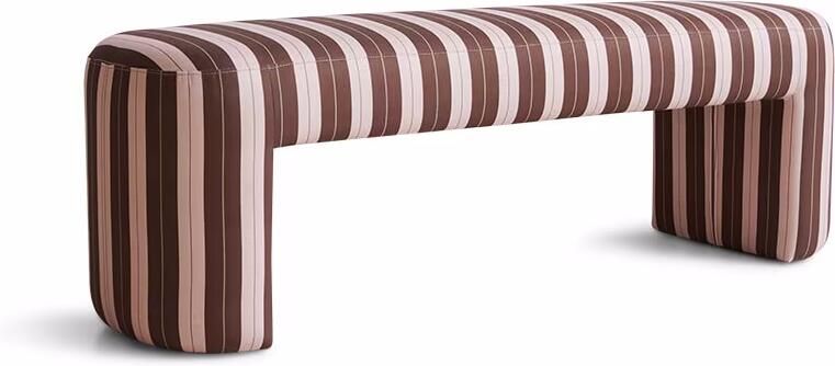 HKLIVING Bankje Lobby 140cm Gestreepte stof Bruin Roze