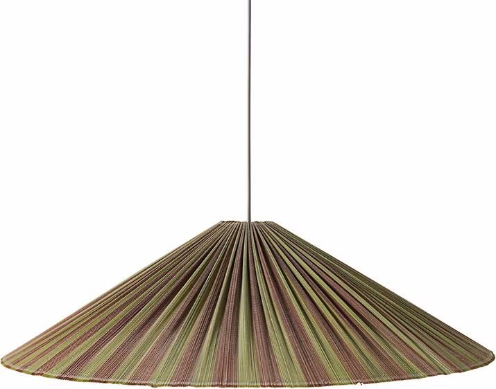 HKLIVING Hanglamp Plisse Bamboe Ø80cm Bruin Groen