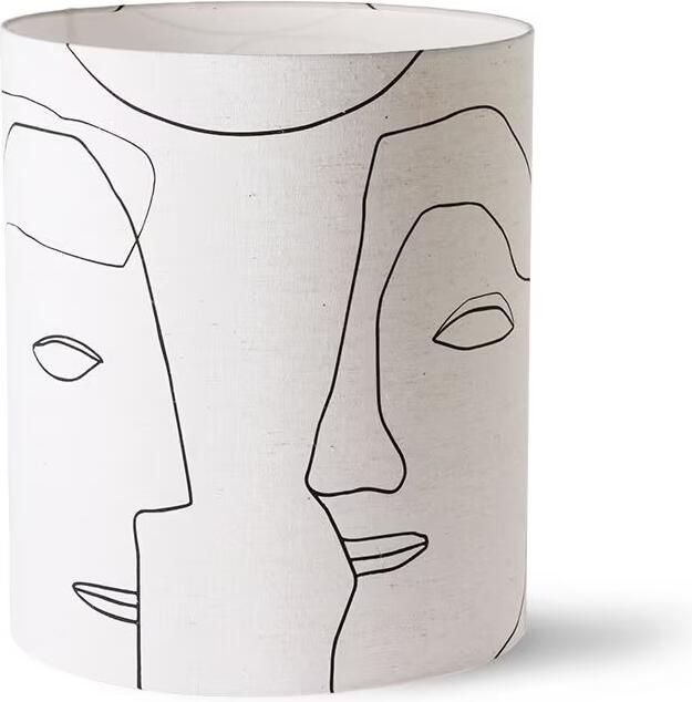 HKLIVING Lampenkap Printed Faces Jute Ø36cm Naturel