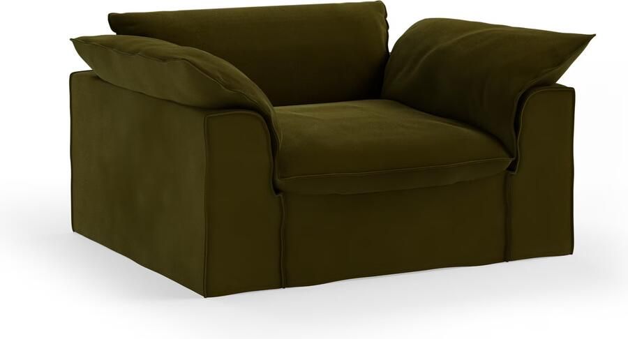 HKLIVING Loveseat Nomad Velvet 139cm Olijfgroen