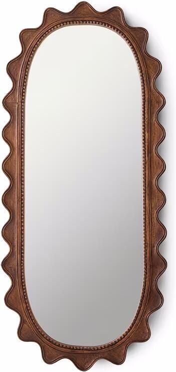 HKLIVING Ovale Spiegel Ripple Hout 135 x 61cm Donkerbruin Ovaal