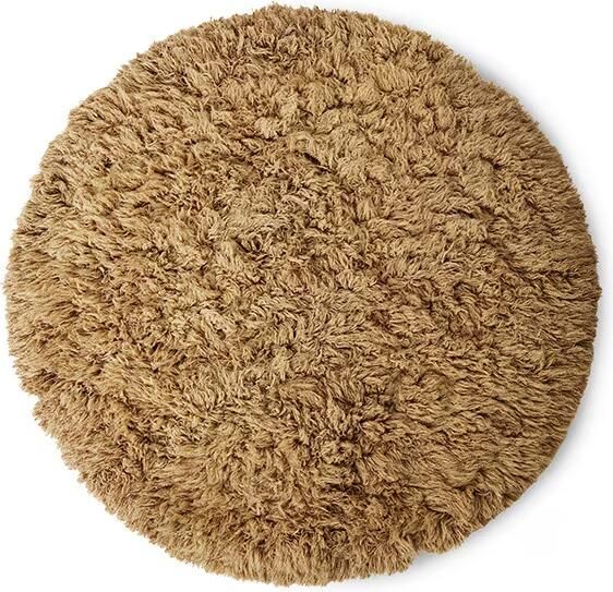 HKLIVING Rond Vloerkleed Fluffy Wol Ø200cm Caramel