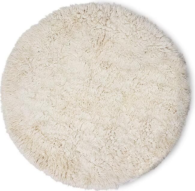 HKLIVING Rond Vloerkleed Fluffy Wol Ø250cm Wit