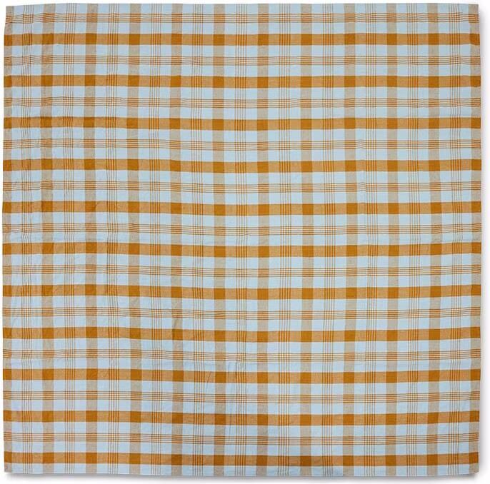 HKLIVING Tafelkleed Vida check Linnen 180 x 180cm Amber Blauw