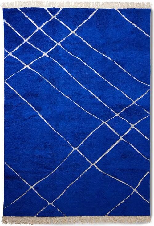 HKLIVING Vloerkleed Knotted Wol 200 x 300cm Kobaltblauw