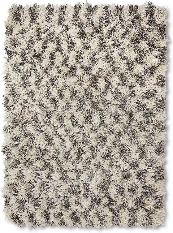 HKLIVING vloerkleed wol Shaggy crème donkerbruin (300x200 cm)